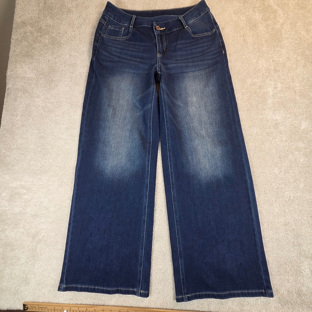 NWT Halara Flex Denim Wide Leg Crossover Jeans Dark Wash Stretchy Size S